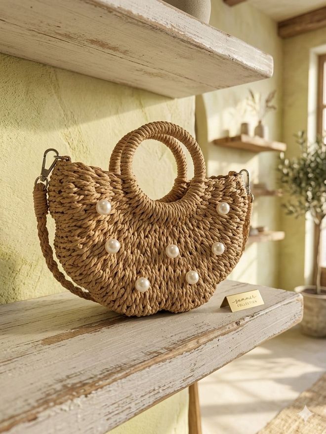 Axesoire Torba Od Biserne Slame 22k21k7 Cm Kamila Велепродаја одеће 0