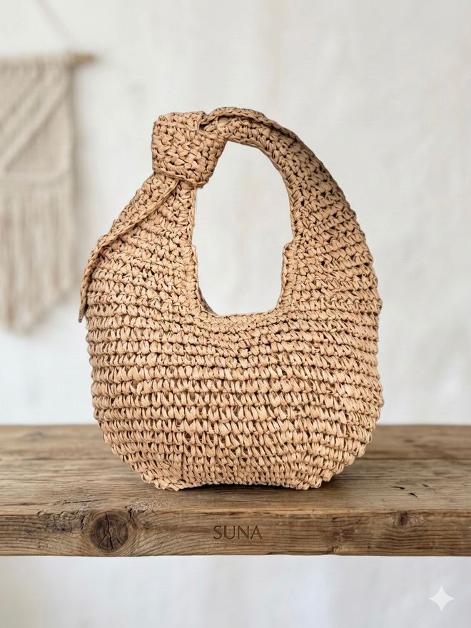 Axesoire Fermuarlı Hasır Çanta Camel Toptan Giyim 0