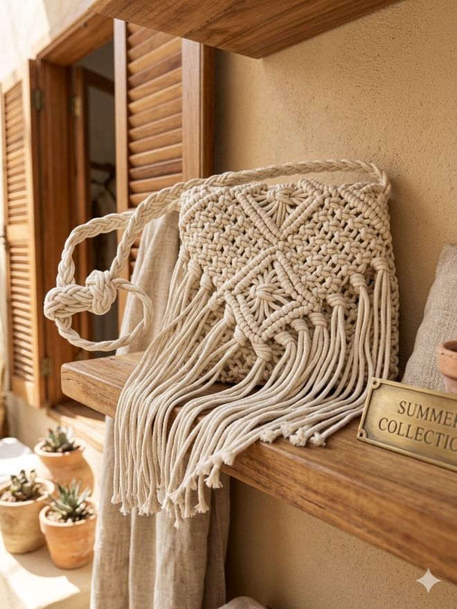 Axesoire Ročno Pletena Slamnata Torba Z Resmi 24x21 Cm Bež Oblačila na debelo 0