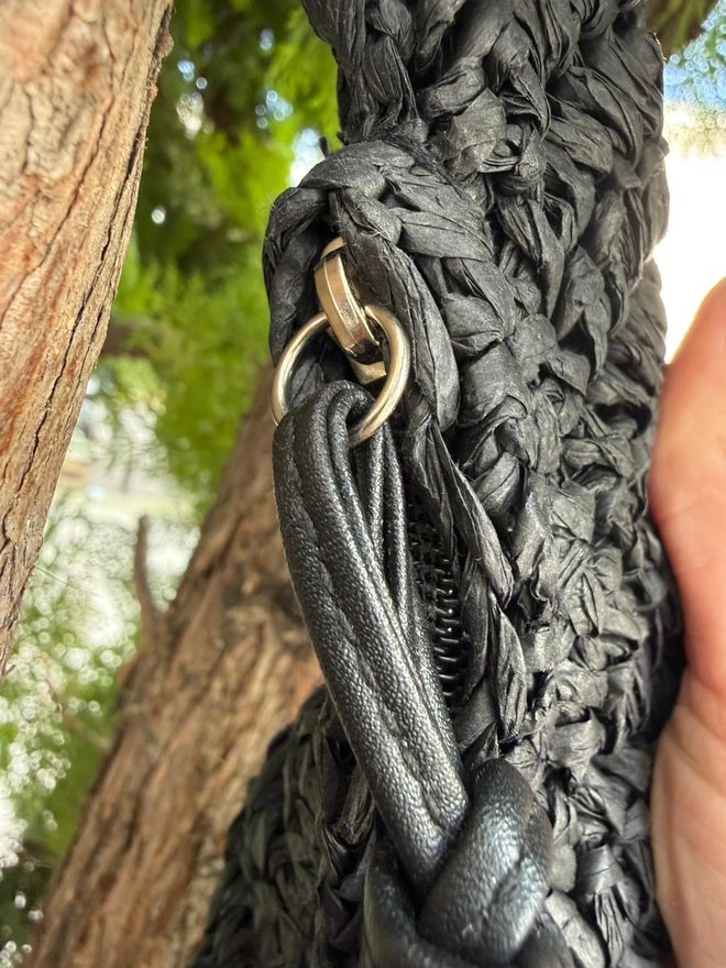 Axesoire Torba Iz Slame Z Zadrgo Črna Oblačila na debelo 1