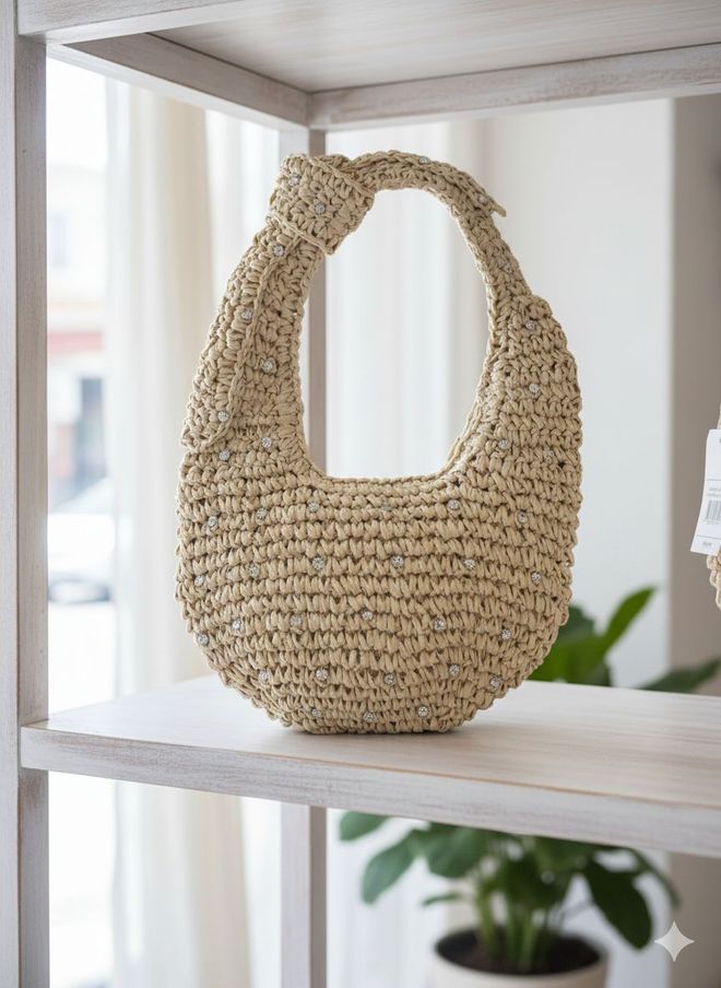 Axesoire Kamena Torba Od Slame Sa Zatvaračem Bež Велепродаја одеће 0