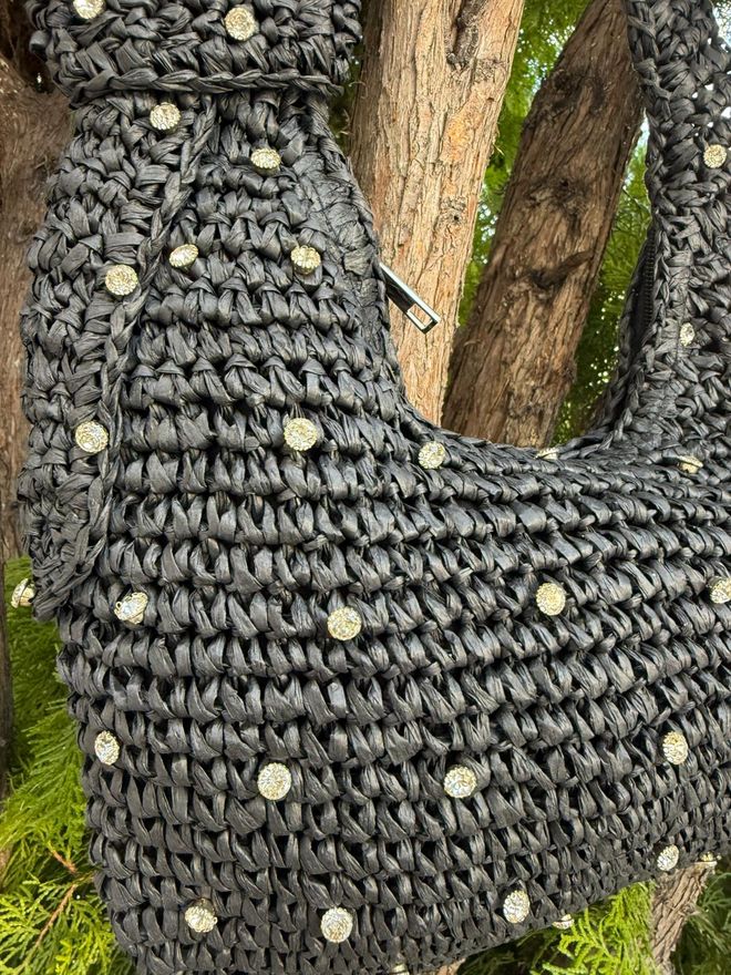 Axesoire Kamena Torba Od Slame Sa Zatvaračem Crna Велепродаја одеће 1