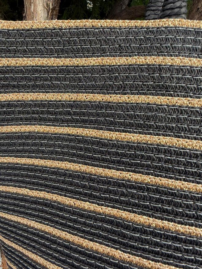 Axesoire Črtasta Slamnata Torba 49x30 Cm Črna Oblačila na debelo 2