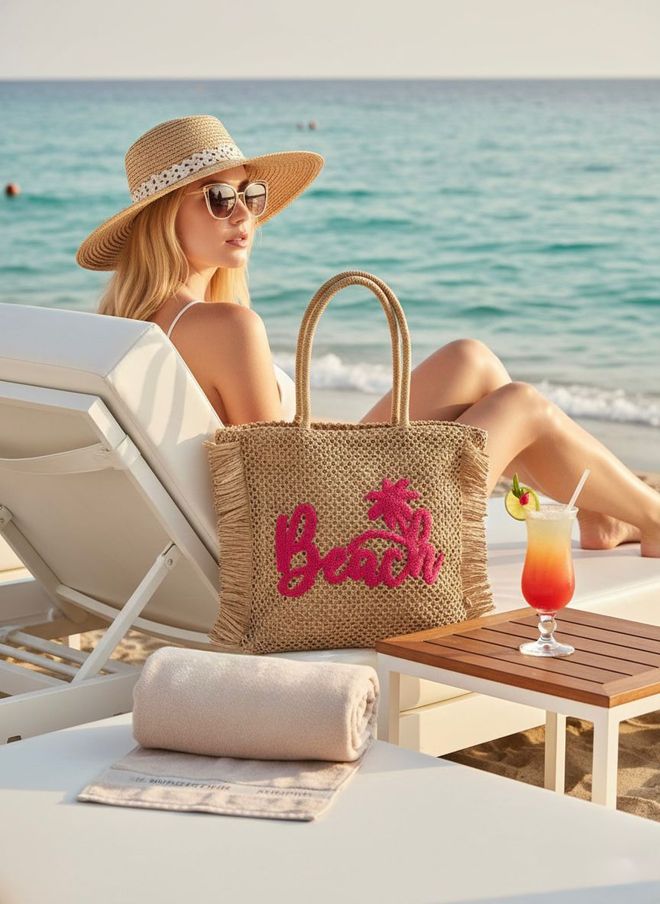 Axesoire Rieten Strandtas 47x44 Cm Camel Groothandel Kleding 0