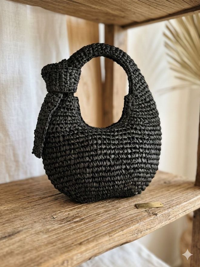 Axesoire Ψάθινη Τσάντα Με Φερμουάρ Μαύρο Χονδρικό εμπόριο ενδυμάτων 0
