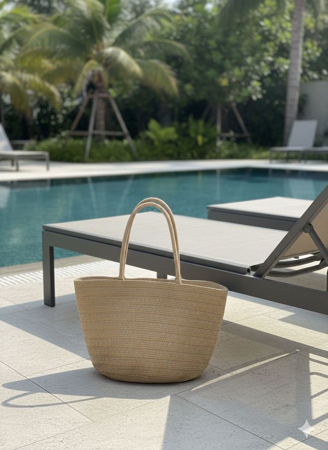 Axesoire Ψάθινη Τσάντα Ριγέ 49x30 Εκ. Καμήλα Χονδρικό εμπόριο ενδυμάτων 0