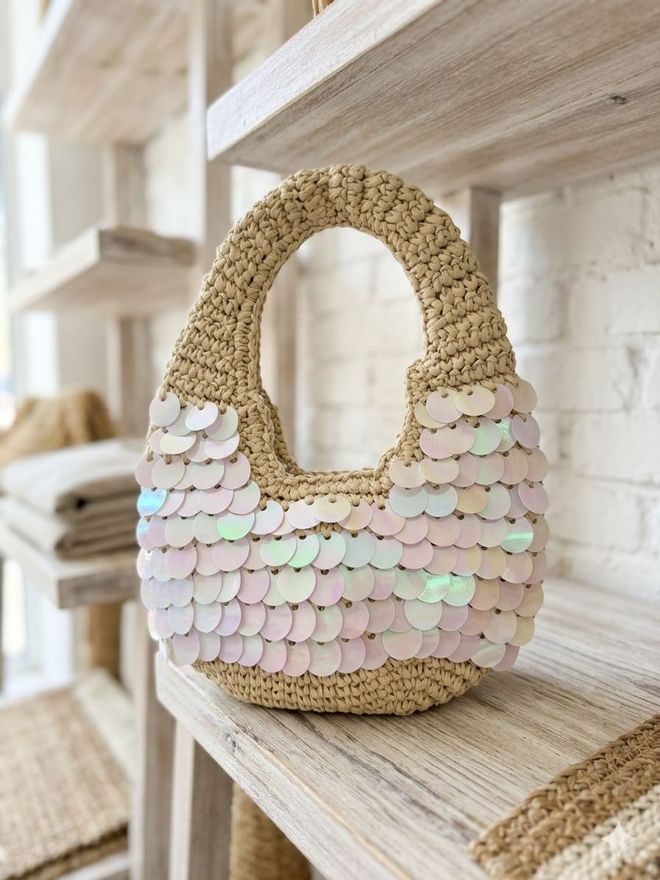 Axesoire Τσάντα Λυγαριά Με Πούλιες 43x30 Εκ. Μπεζ Χονδρικό εμπόριο ενδυμάτων 0