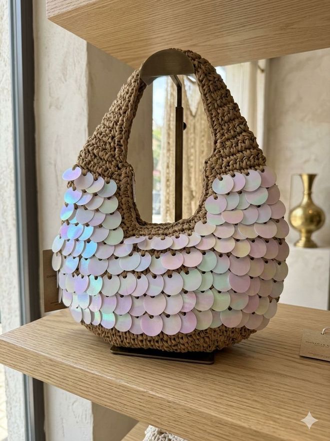 Axesoire Τσάντα Λυγαριά Με Πούλιες 43x30 Εκ. Καμήλα Χονδρικό εμπόριο ενδυμάτων 0