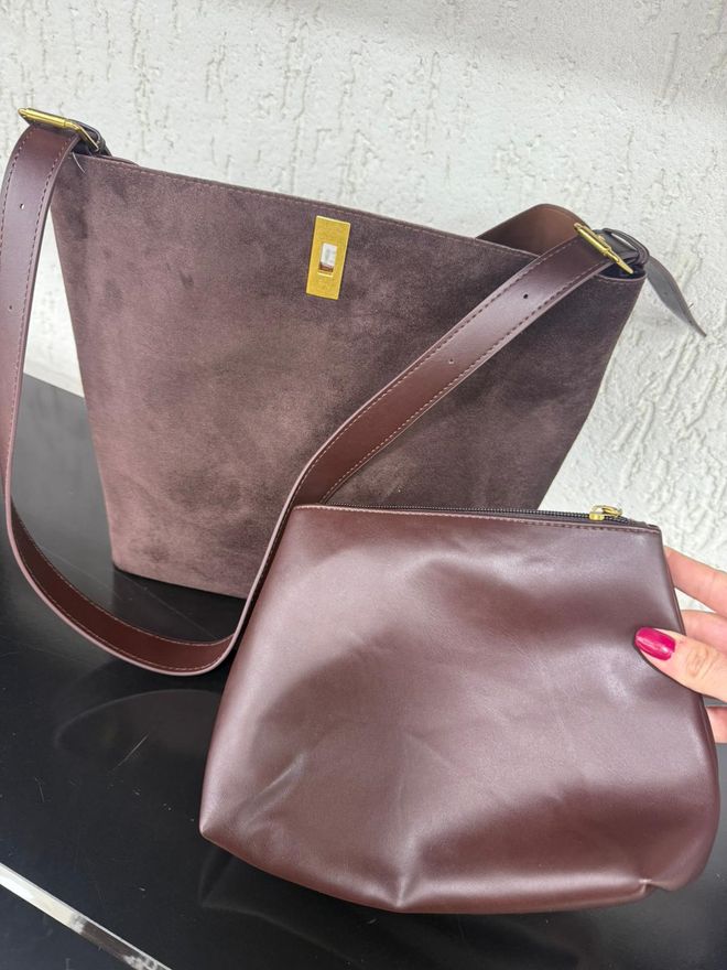 Axesoire Bolsa De Manga De Camurça Marrom Roupas por atacado 1