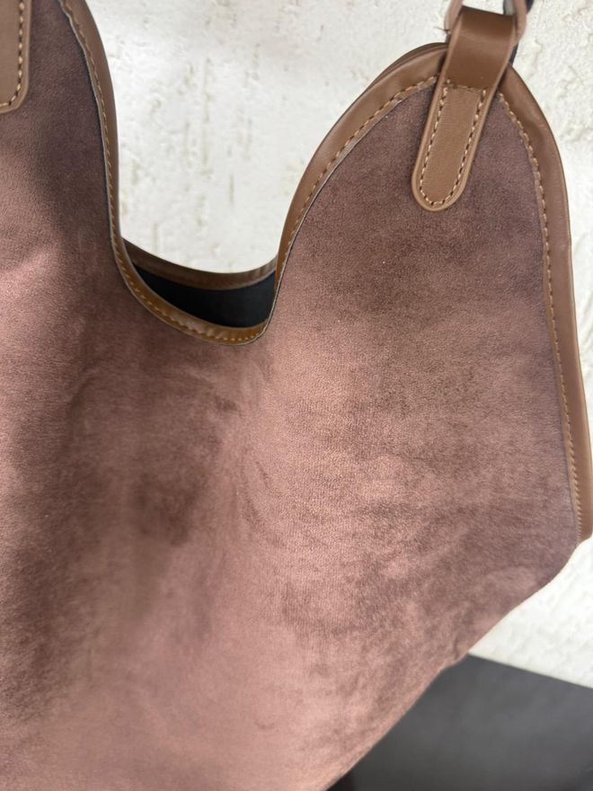 Axesoire Bolsa De Manga De Camurça Marrom Roupas por atacado 2