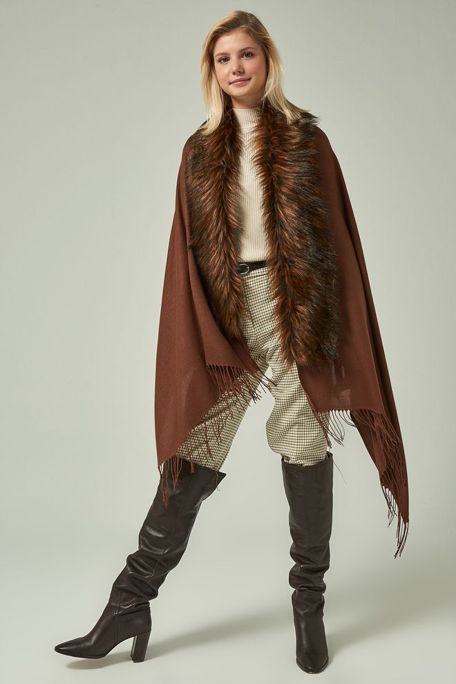 Axesoire بونشو بني أنيق عتيق مقاس كبير ملابس بالجملة صالة