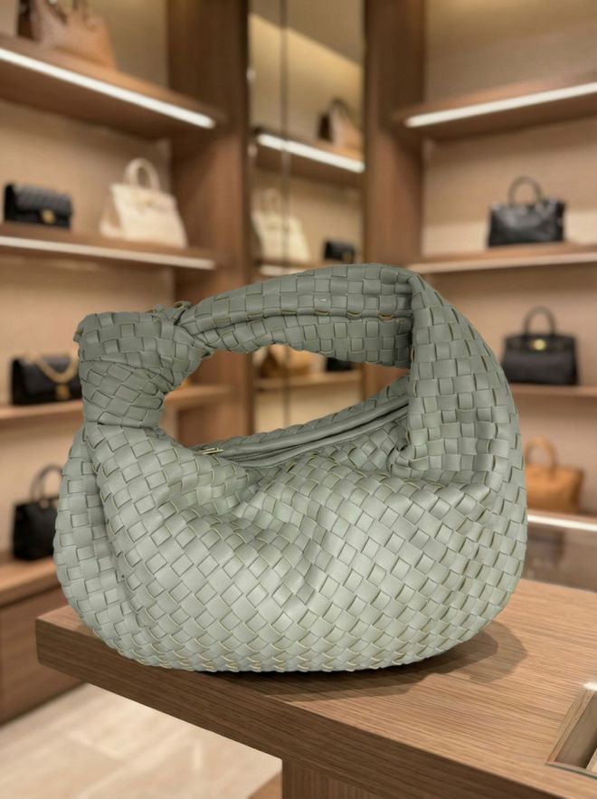 Axesoire Dirbtinės Odos Megztas Modelio Krepšys Chaki Didmeninė prekyba drabužiais 0