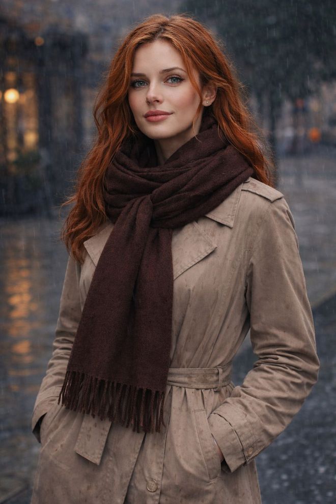 Axesoire Rjav Skromen Navaden Šal Za Jesen In Zimo Oblačila na debelo Skromno
