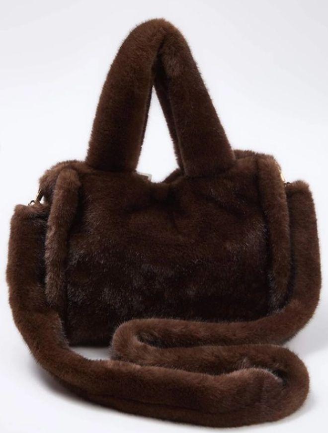 Axesoire Plyšová Taška Na Ruky A Rameno 28x23x11 Cm Hnedá Veľkoobchod s oblečením 2