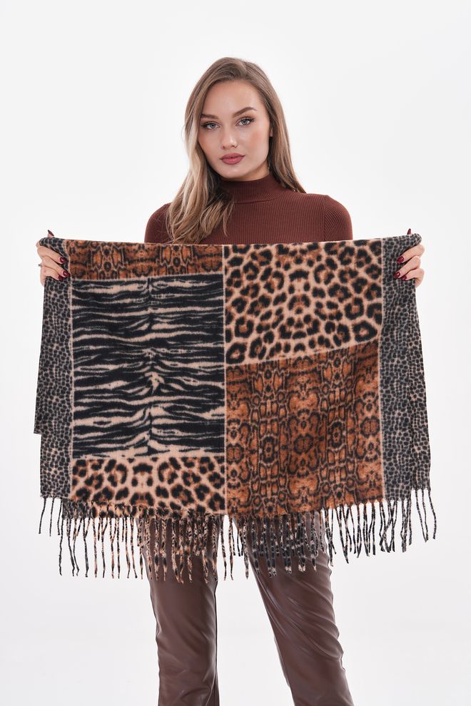 Axesoire Brown Boho Animal Print Shawl Wholesale Clothing Lounge