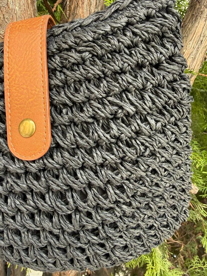 Axesoire Hand Knitted Straw Bag 24x23 Cm Black Wholesale Clothing 2