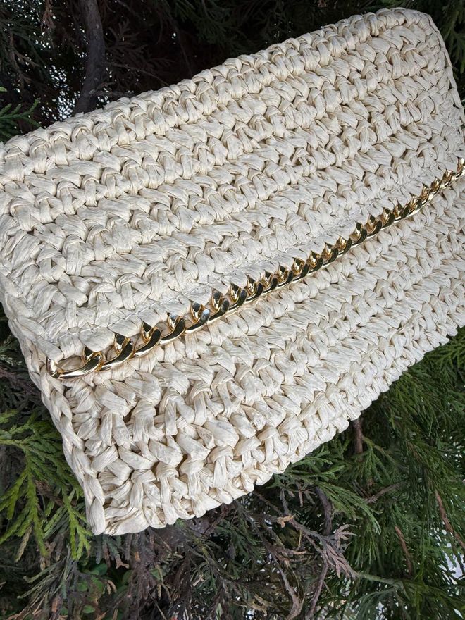 Axesoire Hand Knitted Straw Bag 27x19x31 Cm Beige Wholesale Clothing 3