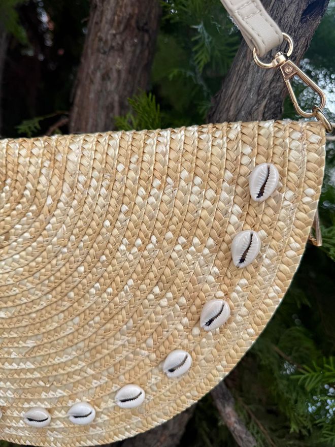 Axesoire Seashells Pattern Straw Bag 39x20 Cm Beige Wholesale Clothing 2
