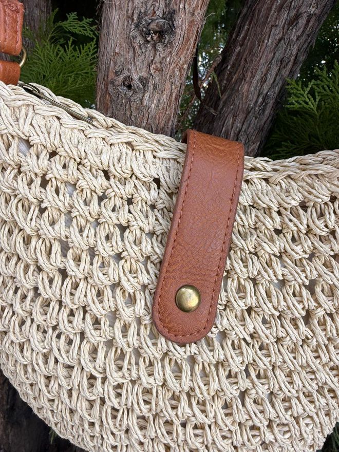 Axesoire Hand Knitted Straw Bag 24x23 Cm Beige Wholesale Clothing 2