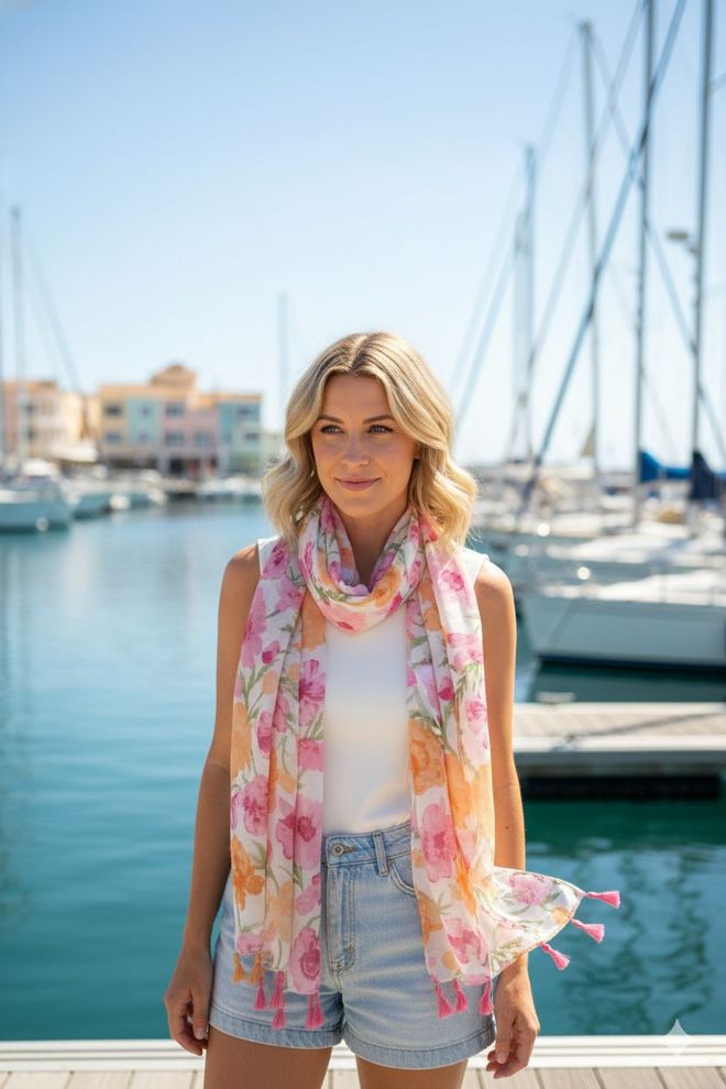 Axesoire Châle Rose Floral Pour Un Style Décontracté Et Élégant Vêtements en gros Modeste