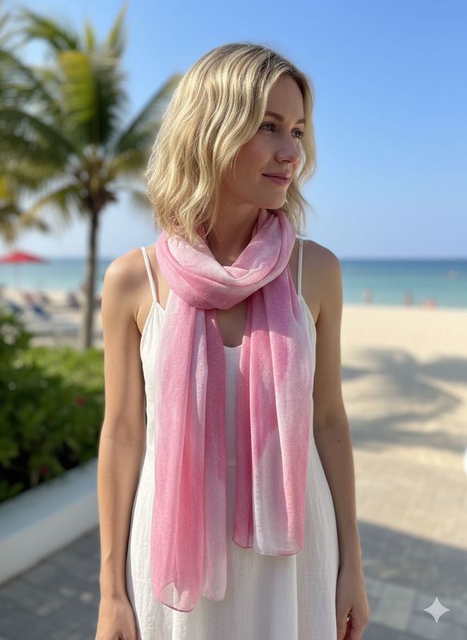 Axesoire Розовый Шаль С Элегантным Омбре Дизайном Оптовая продажа одежды Скромный