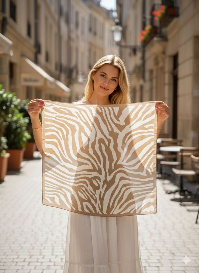 Axesoire Бежевый Палантин С Принтом Зебра Для Повседневного И Элегантного Стиля Оптовая продажа одежды Повседневный
