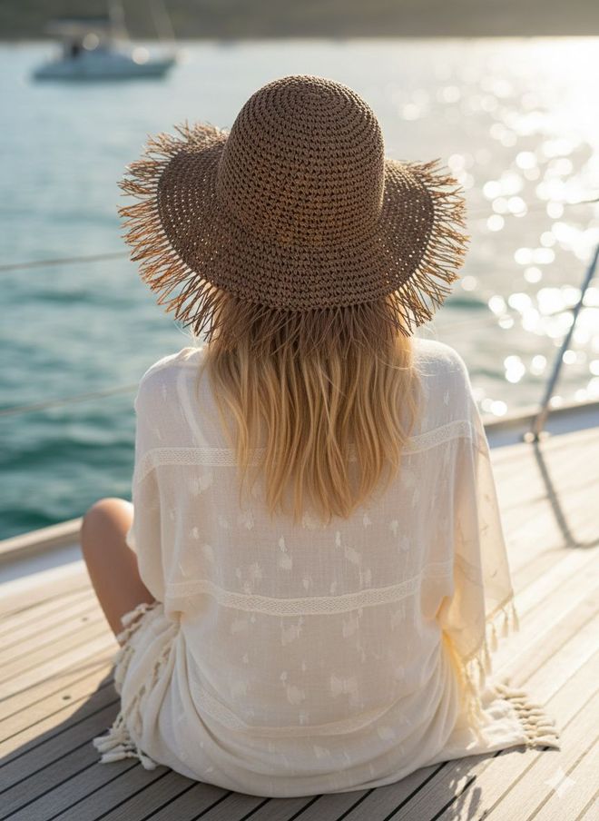 Axesoire قبعة بني بوهو سادة لفصل الصيف والكاجوال ملابس بالجملة غير رسمي