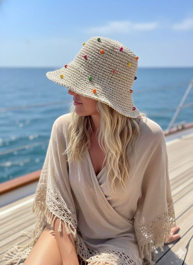 Axesoire Beżowa Boho Jednokolorowa Czapka Na Wiosnę I Lato Hurtowa sprzedaż odzieży Casual