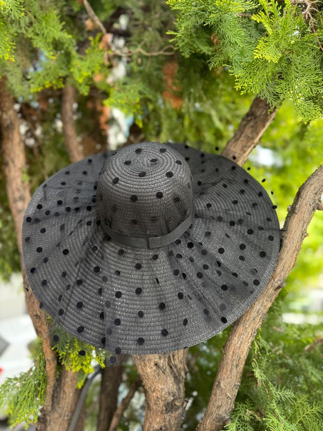 Axesoire Chapeau Noir Élégant À Pois Pour Événements Soirée Vêtements en gros Ancien