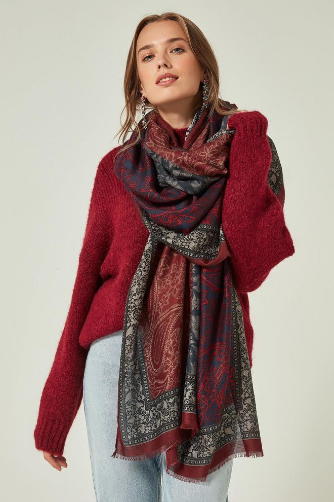 Axesoire Paisley Raštuotas Skara Claret Red Didmeninė prekyba drabužiais 0