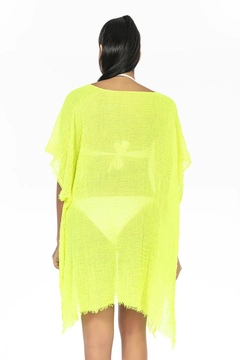 A wholesale clothing model wears axs10030-neon-pareo-green, Turkish wholesale Pareo of Axesoire