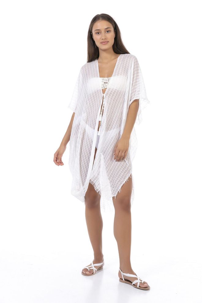 Axesoire Organic Mesh Model Broken Pareo White Wholesale Clothing Casual