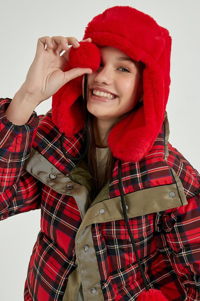 Axesoire Pilot Hat Beanie Με Γούνινα Ακουστικά Κόκκινο Χονδρικό εμπόριο ενδυμάτων 0