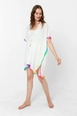 A wholesale clothing model wears axs10396-colorful-tassel-detailed-pareo-white, Turkish wholesale  of 