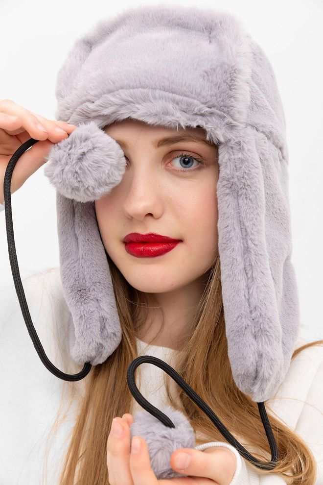 Axesoire Pilot Hat Beanie Με Γούνινα Ακουστικά Γκρι Χονδρικό εμπόριο ενδυμάτων 0