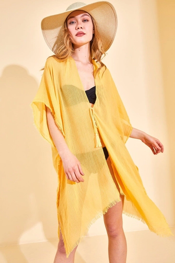 A wholesale clothing model wears  Pareo - Yellow
, Turkish wholesale Pareo of Axesoire