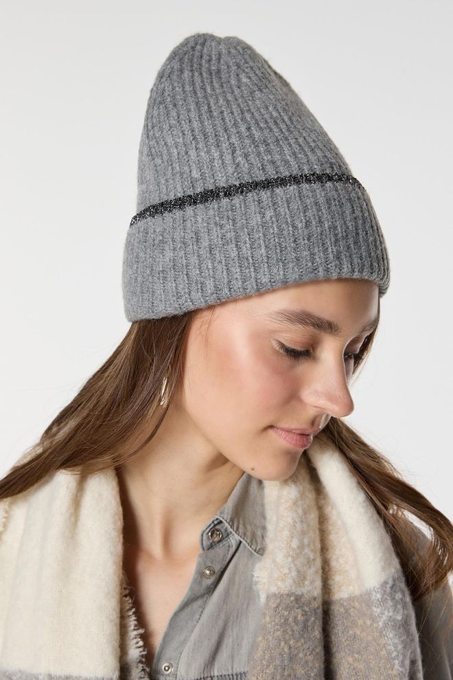 Axesoire Gebreide baret met fleece binnenkant Grijs Groothandel Kleding 0