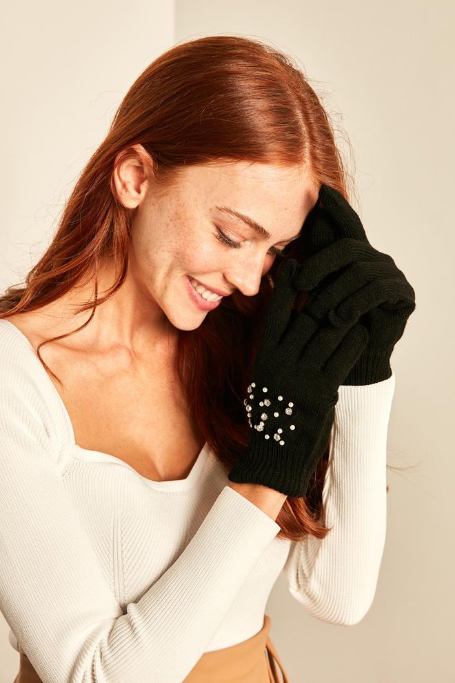 Axesoire Guantes Con Piedras Negro Ropa al por mayor 0