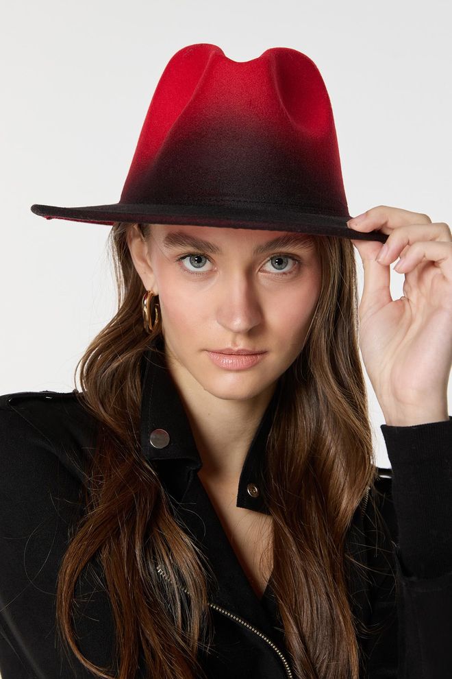 Axesoire Fedora Hoed Met Gradiënt Rood Groothandel Kleding 0