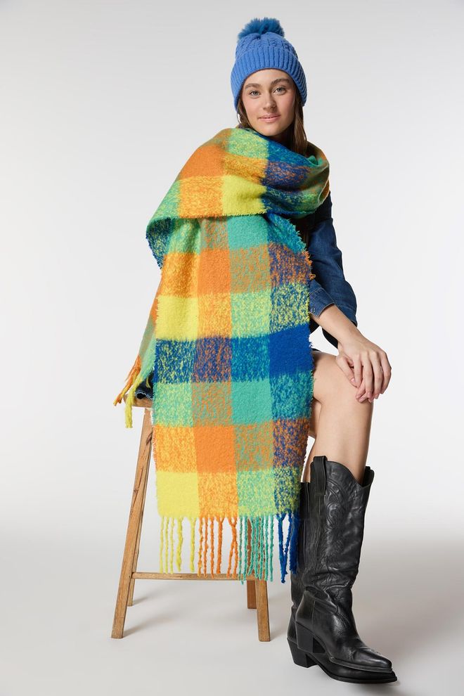 Axesoire Şal Boucle Colorat Cu Model Pătrat Îmbrăcăminte cu ridicata 0