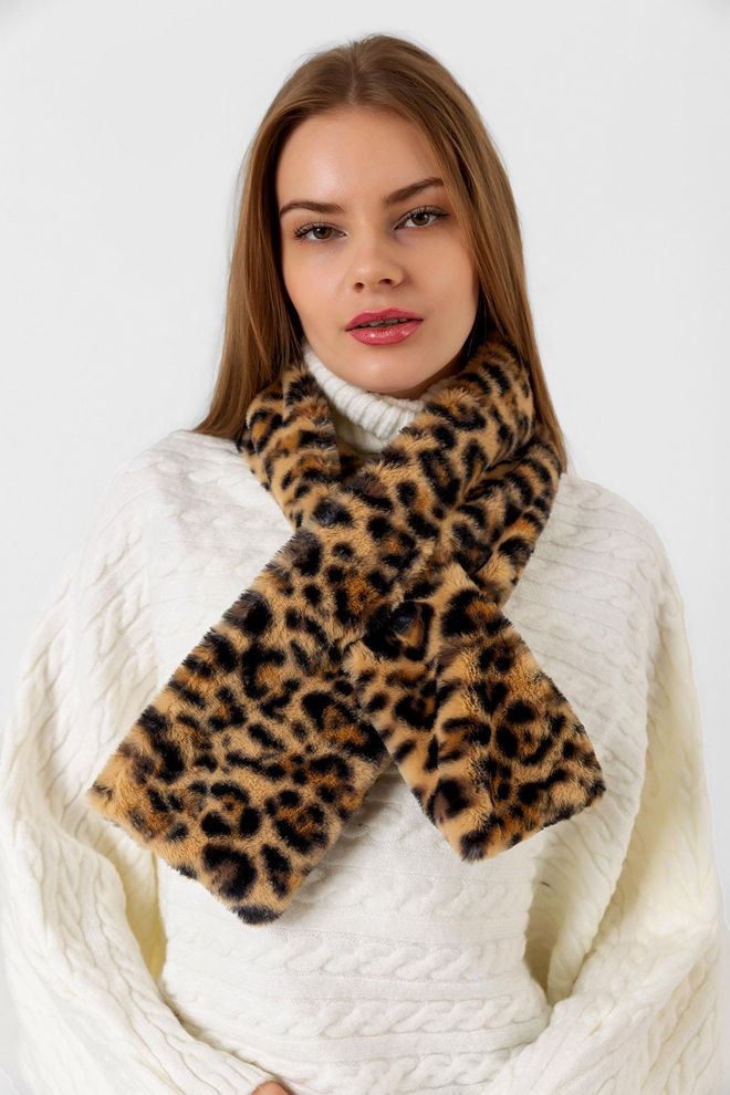 Axesoire Écharpe En Filet À Motif Léopard En Fourrure Marron Vêtements en gros 0