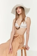A wholesale clothing model wears axs11331-wide-straw-hat-white, Turkish wholesale  of 