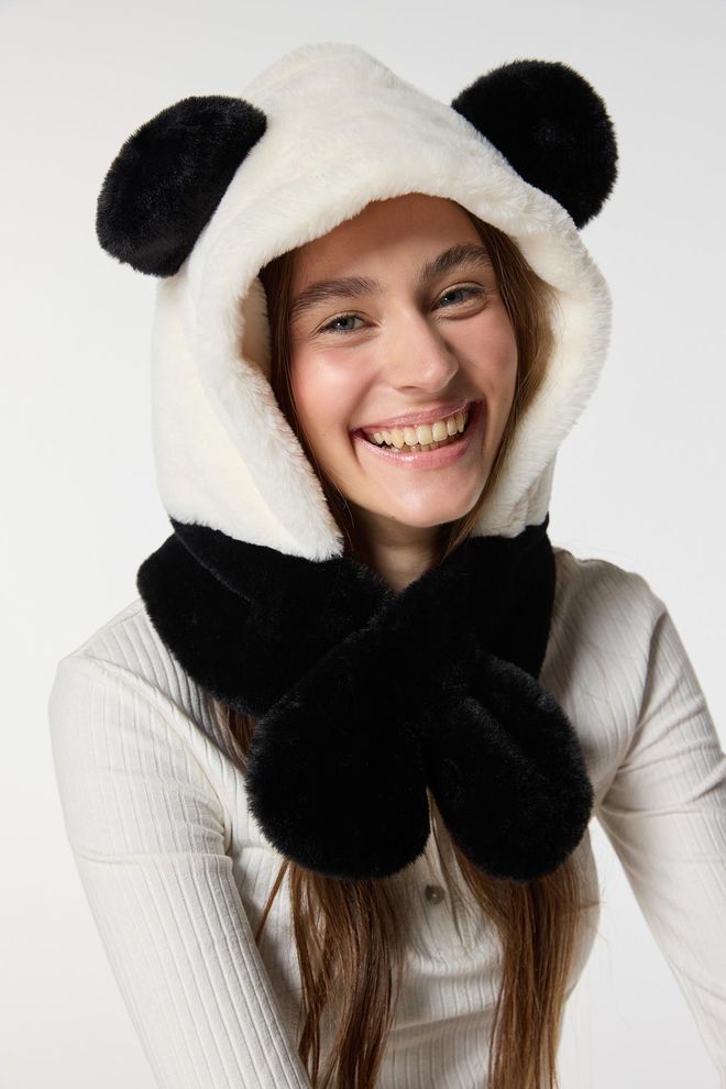Axesoire Panda Model Witte Baret Met Koptelefoon Zwart Groothandel Kleding 0