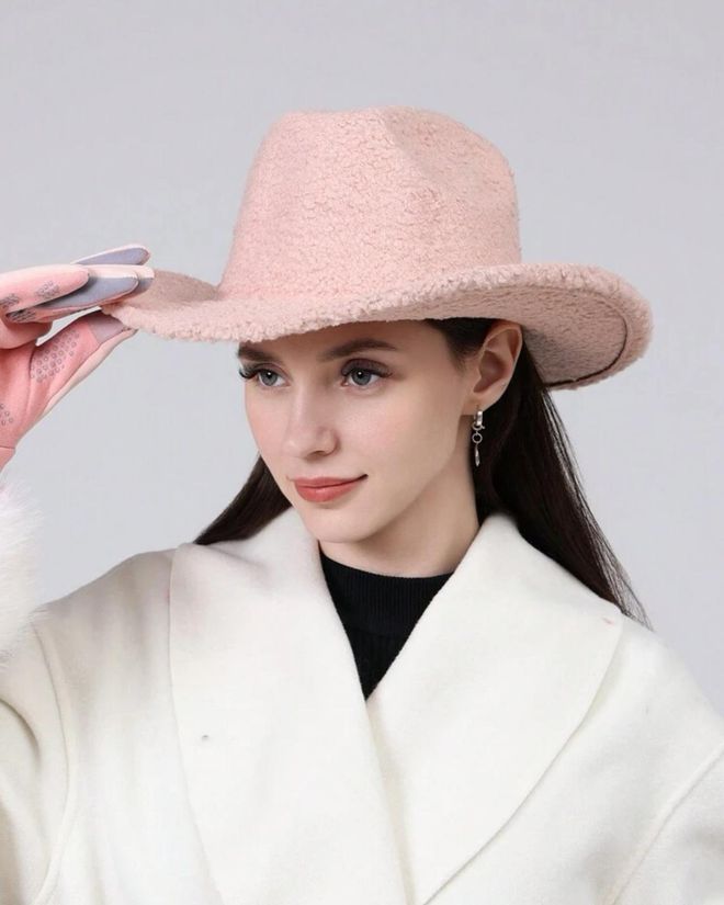 Axesoire Sombrero Fedora De Felpa Tedy Curly Rosa Ropa al por mayor 0