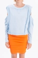 A wholesale clothing model wears bsl10552-sleeve-cut-out-sweatshirt, Turkish wholesale  of 