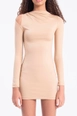 A wholesale clothing model wears bsl10615-shoulder-cut-out-mini-dress, Turkish wholesale  of 