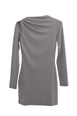 A wholesale clothing model wears bsl10805-off-shoulder-mini-dress-gray, Turkish wholesale  of 
