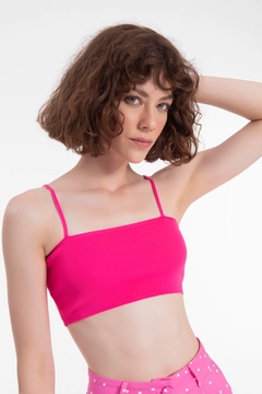 A wholesale clothing model wears bsl10214-strapped-knit-bustier, Turkish wholesale Crop Top of BSL