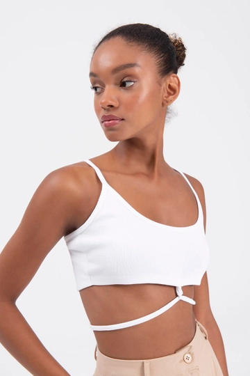 A wholesale clothing model wears  Strapped Bustier
, Turkish wholesale Crop Top of BSL