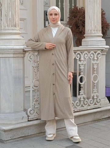A wholesale clothing model wears  Cardigan - Water Green
, Turkish wholesale Cardigan of Berika Yıldırım